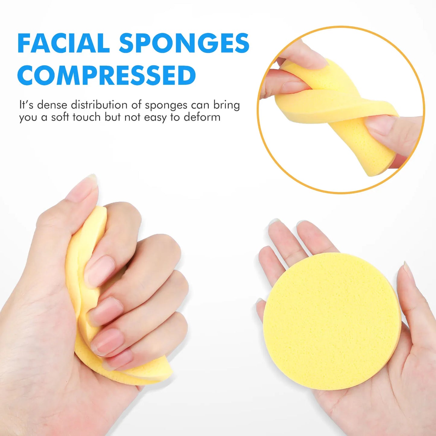 100/50 Pcs Round Facial Sponges Compressed Makeup Remover Pads for Facial Cleansing Exfoliating Wash Facial Puff Sponge Travel Peaceful Pleasures Health and Wellness