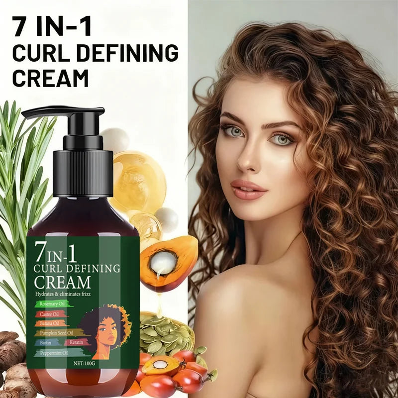 7-in-1 Curl Defining Cream – Rosemary & Castor Oil Frizz Control