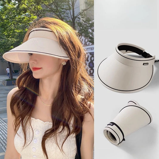 Summer Wide Brim Empty Top Sun Hat Foldable UV Protection Visor for Women Travel Beach UV Protection From The Sun Peaceful Pleasures Health and Wellness