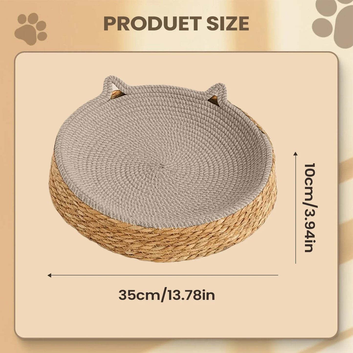 2-in-1 Cat Bed & Scratching Board | Boho Round Cat Scratcher