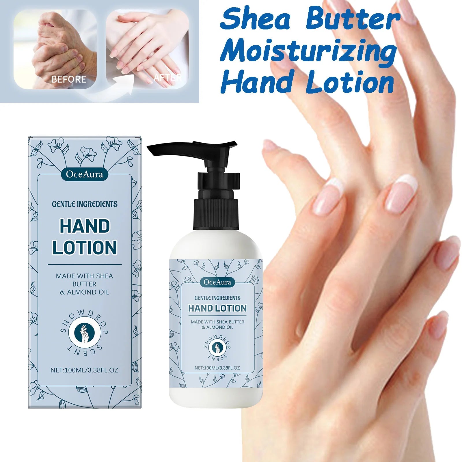 Shea Butter Hand Lotion Moisturizing Nourishing Fade Fine Lines Soft Smooth Skin Non Greasy Fast Absorbing for Dry Cracked Hands Peaceful Pleasures Health and Wellness