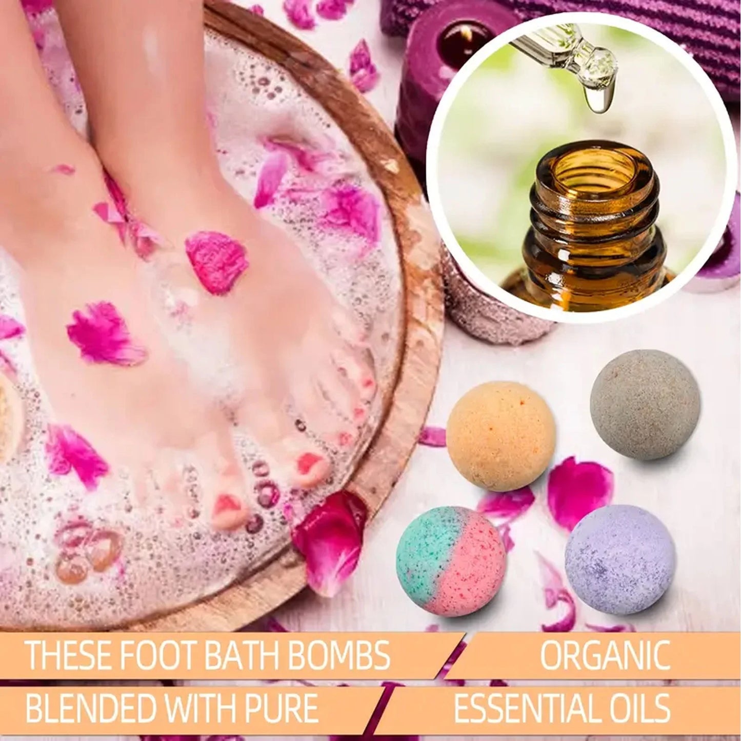Lavender Foot Bath Bombs – Deep Moisturizing SPA Soak | 6–12 pcs