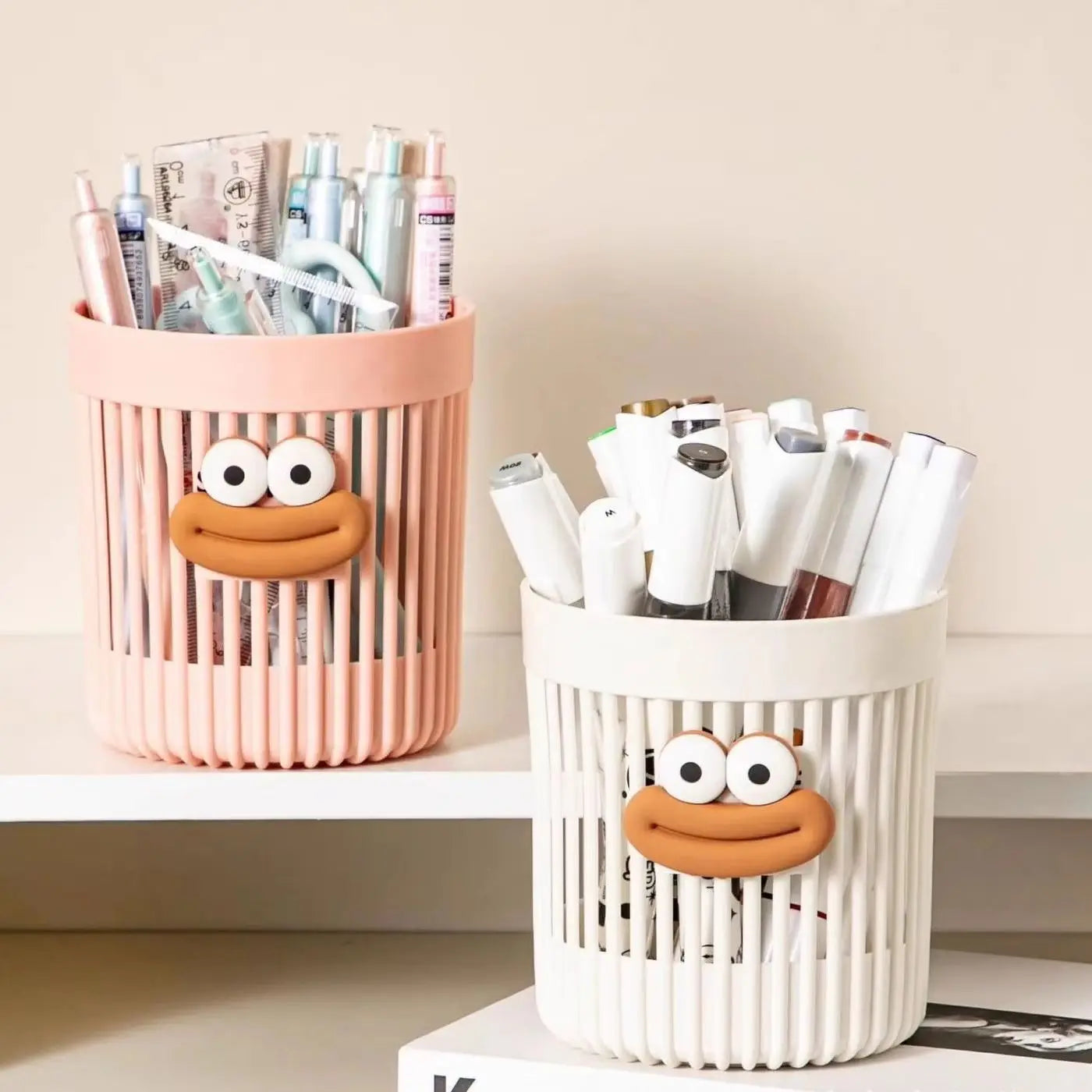 Cute Cartoon Desk Organizer – Pen Holder & Storage Basket