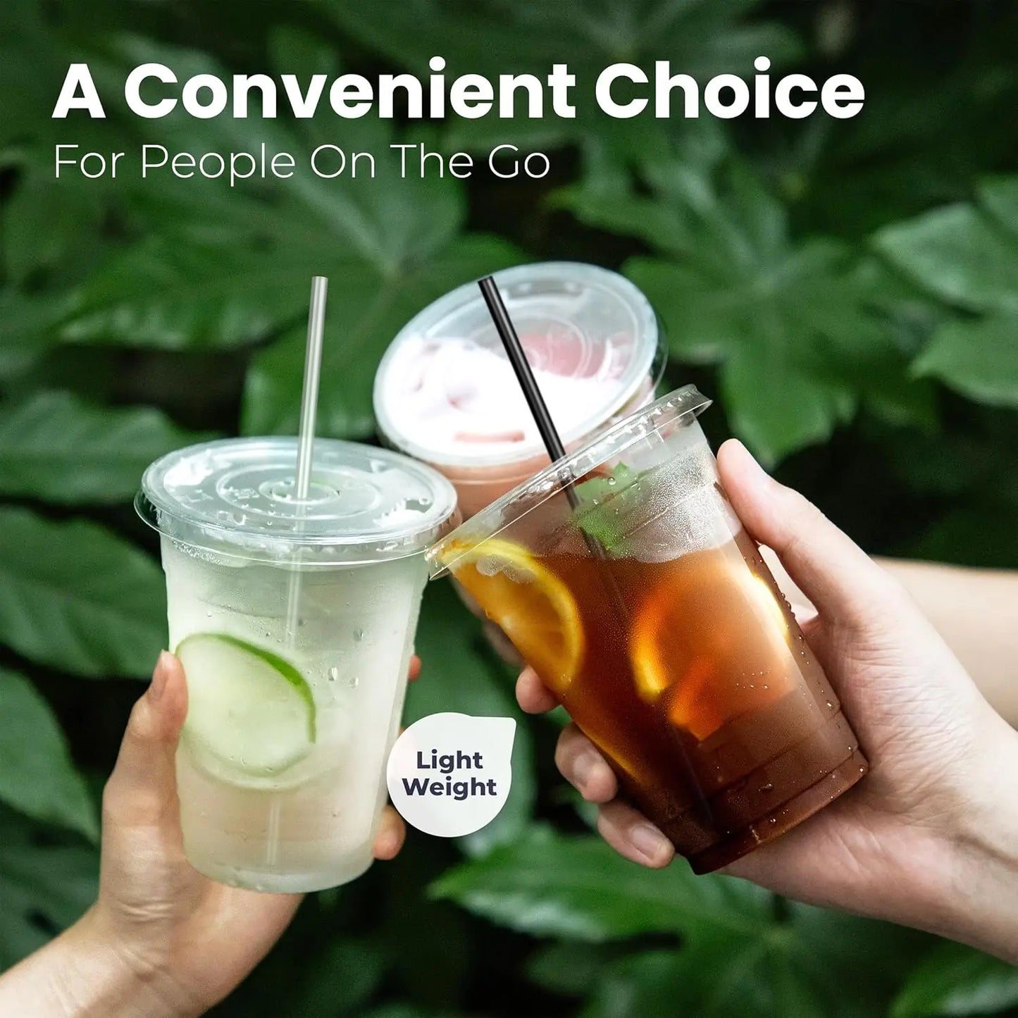 100 Pack 12/16/20/24OZ Clear Plastic Cups with Flat Lids and Straws Free BPA for Iced Coffee Party Smoothie, Cold Drinks Peaceful Pleasures Health and Wellness