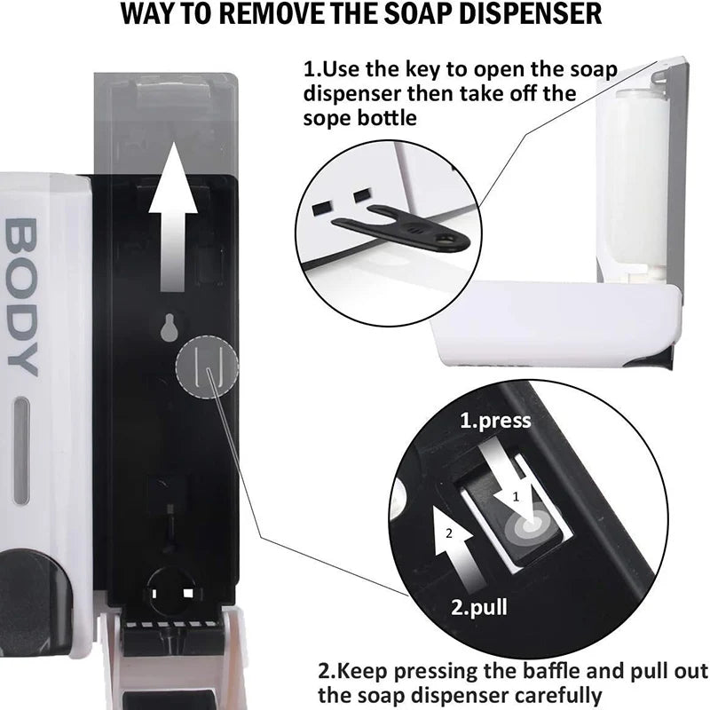 Bathroom Automatic soap dispenser Trio Wall Mounted Shampoo and Conditioner Dispenser, Conditioner Body Wash Dispenser Set Peaceful Pleasures Health and Wellness