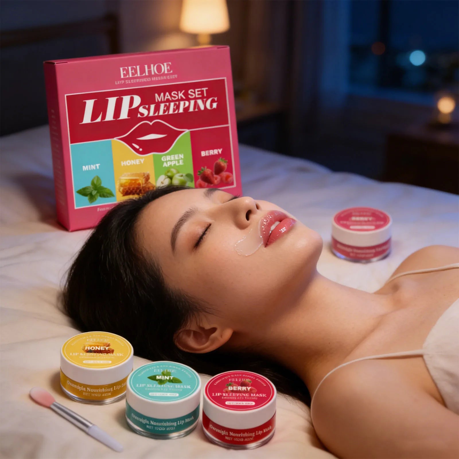 EELHOE 4-Flavor Sleep Lip Mask – Moisturizing Dead Skin Repair Sleep Lip Mask Peaceful Pleasures Health and Wellness