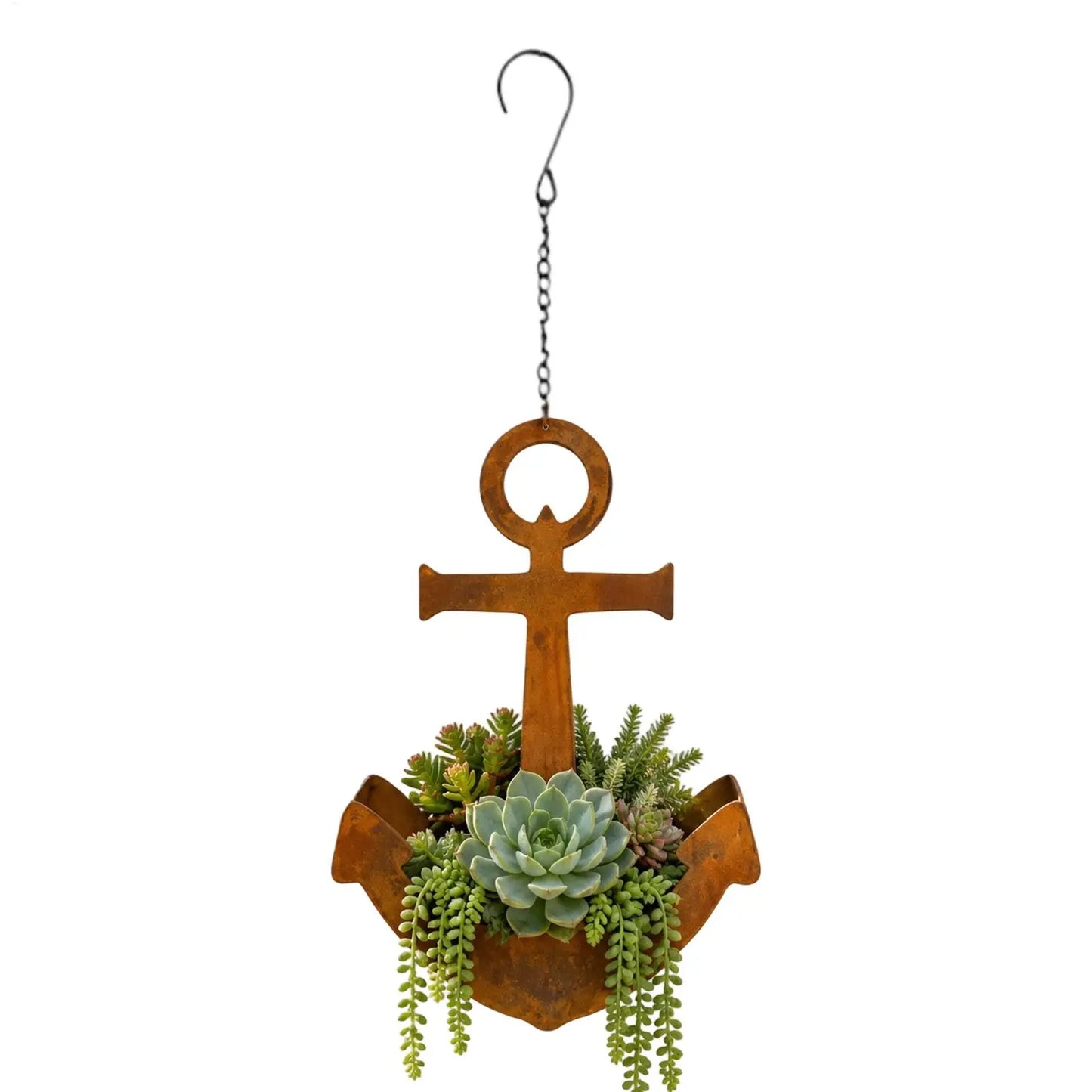 Rustic Nautical Metal Hanging Planter – Indoor & Outdoor Iron Pot
