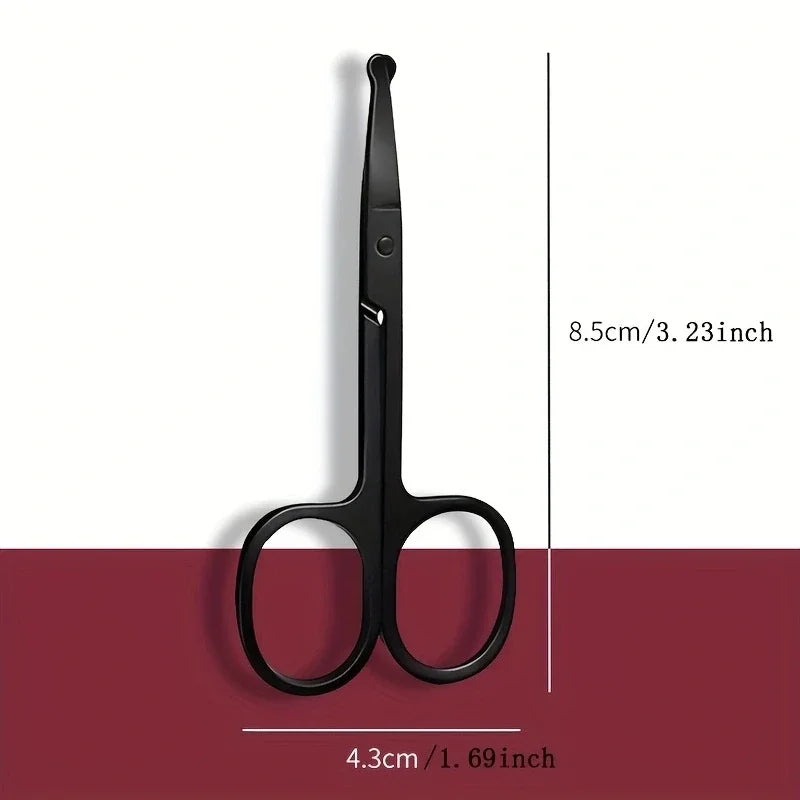 Round-Tip Safety Nose Hair Scissors – Stainless Steel, Black
