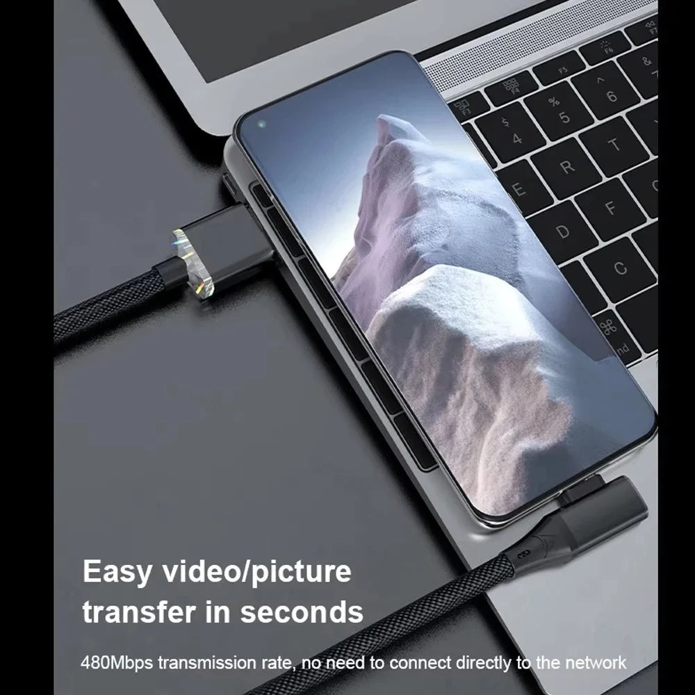 90° Elbow USB-C Cable 120W PD Fast Charging – Samsung & More