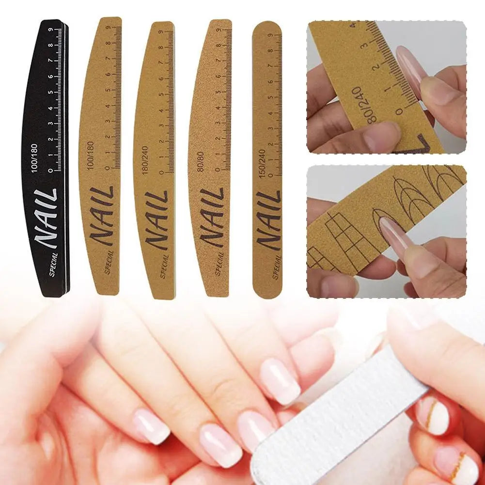 Dual-Sided Nail Files 100/150/180/240 Grit w/ Scale Guide