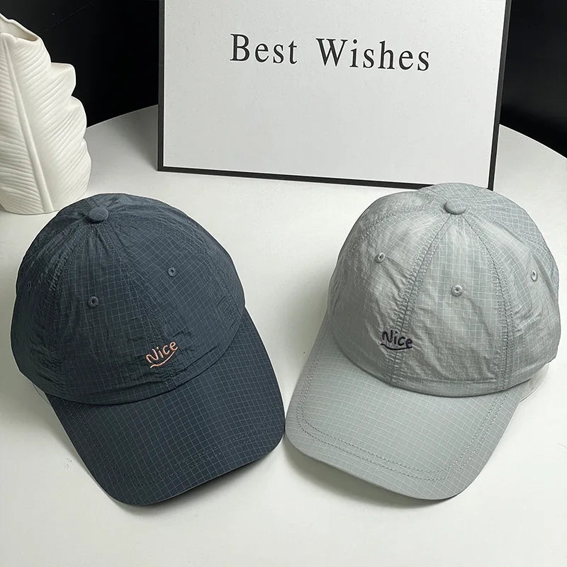 Summer Nice Embroidered Grid Baseball Cap Soft Adjustable Casual Hat for Men Women Daily Wear Versatile Peaceful Pleasures Health and Wellness