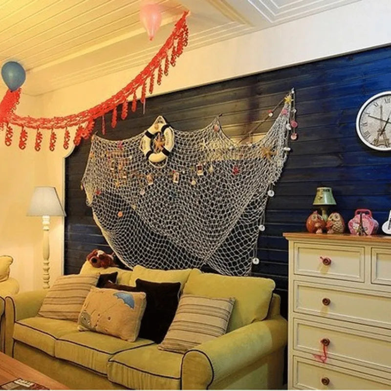 HOT Big Fishing Net Decoration Home Decora Wall Hangings Fun The Mediterranean Sea Style Wall Stickers Peaceful Pleasures Health and Wellness