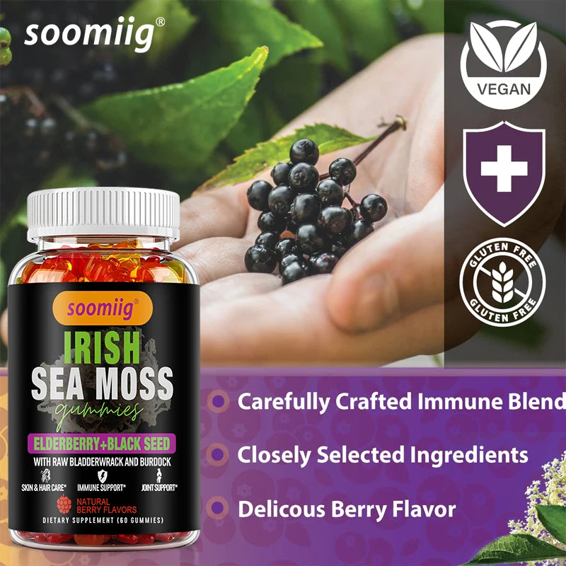 Sea Moss Gummies – Irish Sea Moss, Elderberry & Black Seed