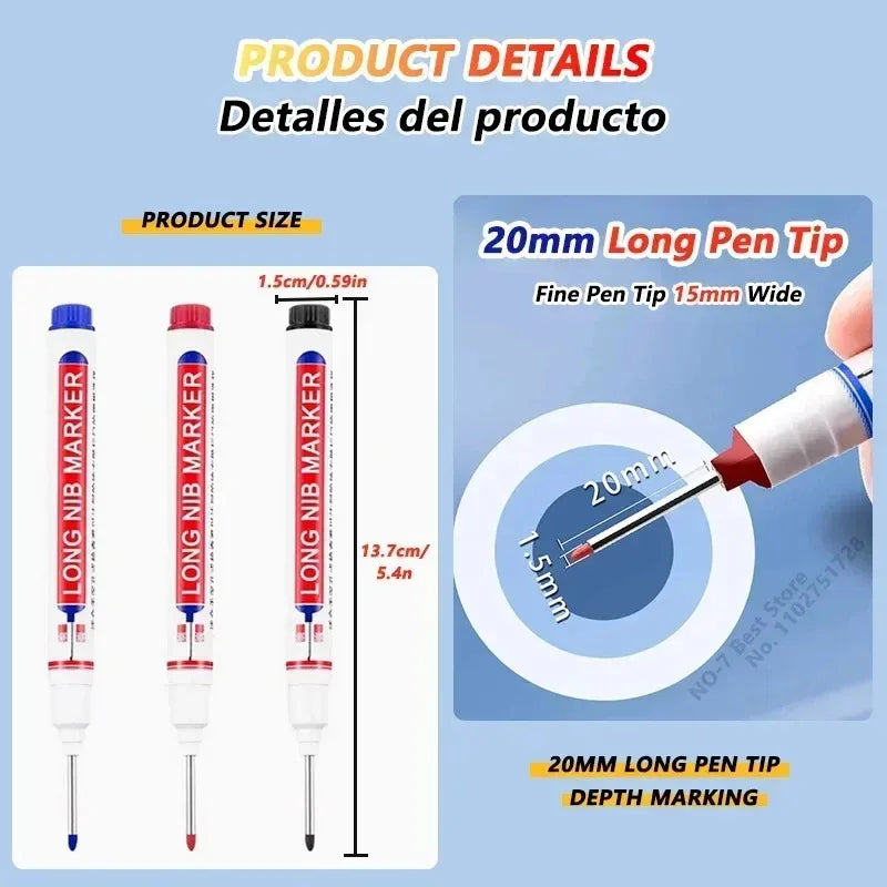 20mm Deep Hole Long Nib Head Markers For Metal Perforating Pen Waterproof Bathroom Woodworking Decoration Multi-Purpose Peaceful Pleasures Health and Wellness