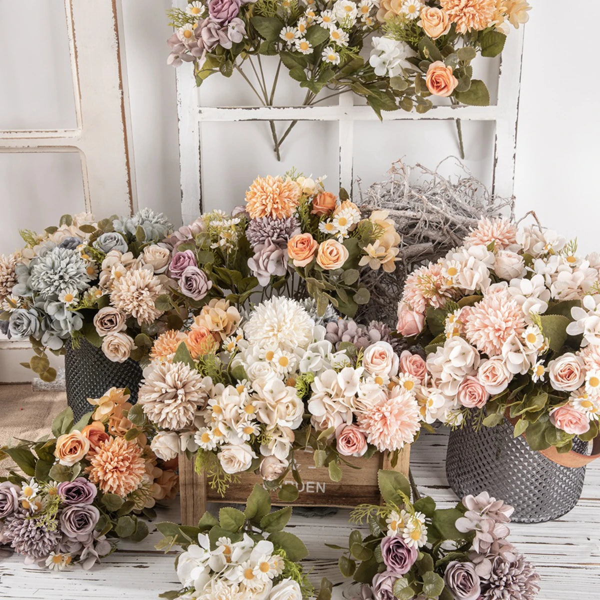 Artificial Chamomile Hydrangea Silk Bouquet | Wedding & Home Décor