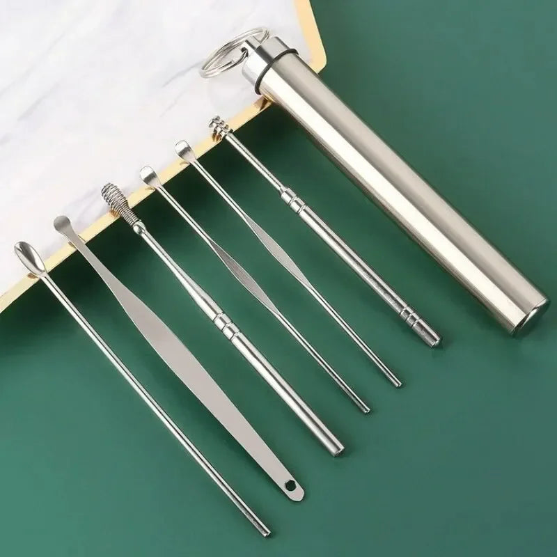 6-Piece Metal Ear Pick Set – Adult Ear Cleaning Kit