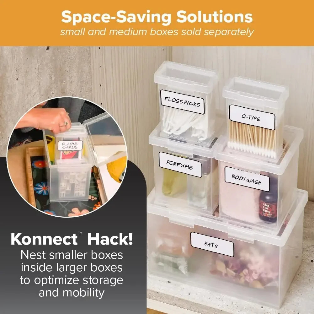 Clear Plastic Storage Containers with Lids, Stackable Organizer Boxes, Large Size, 2-Pack Peaceful Pleasures Health and Wellness