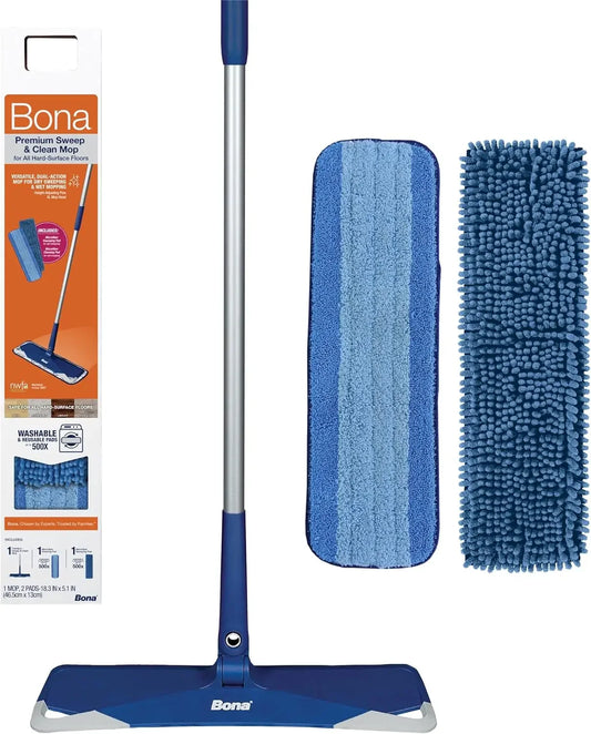 Premium 3-in-1 Sweep Clean Mop Adjustable Pole Large Head for Multi-Surface Floors Peaceful Pleasures Health and Wellness United States