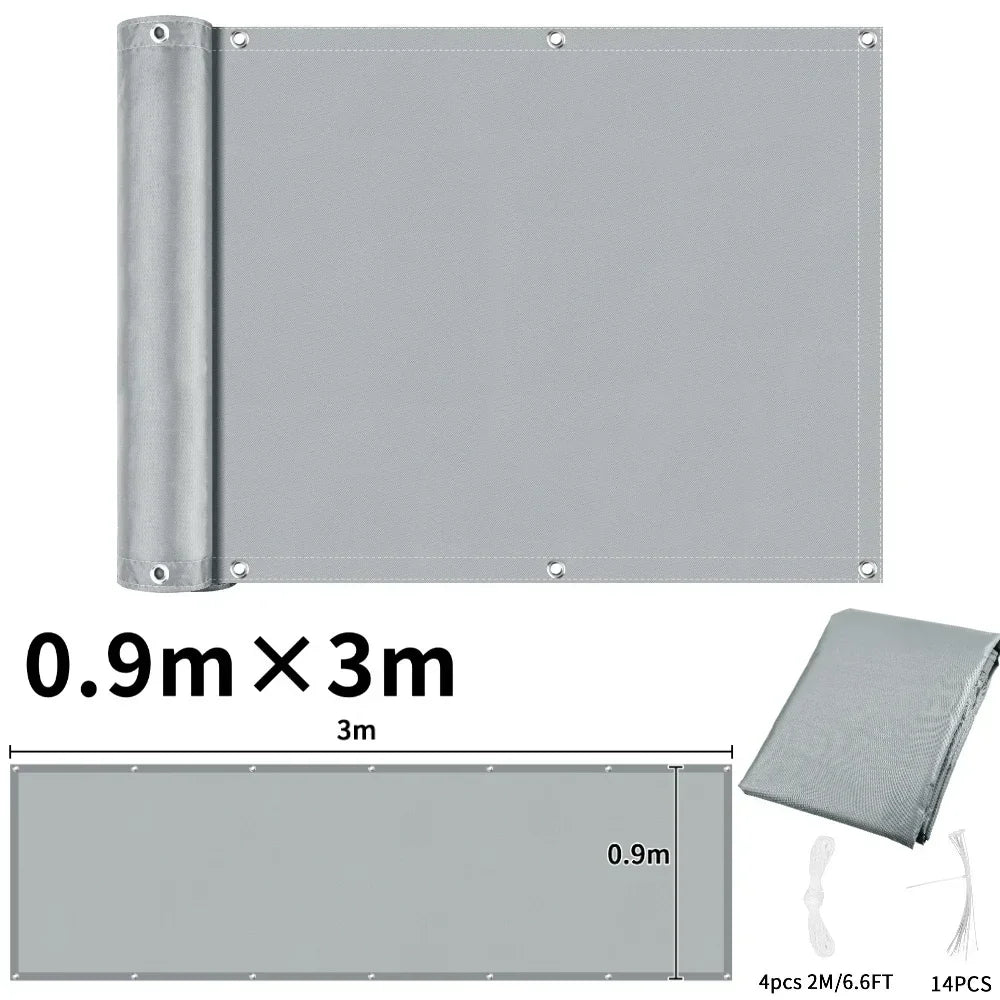 Balcony Privacy Screen Patio Fence Screen for Balcony Cover Waterproof Garden Sunshade Cloth with Grommets UV Protection Shelter Peaceful Pleasures Health and Wellness Light Grey 90x300CM