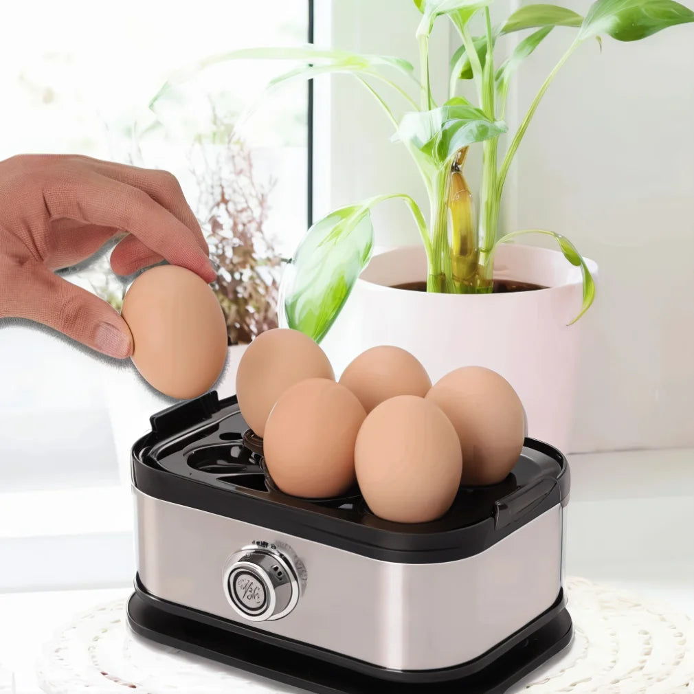 200W Rapid Egg Cooker – 6-Egg Stainless Steel Auto Shut-Off