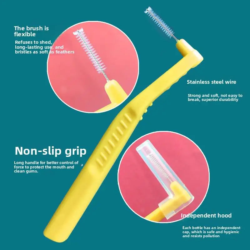 2/5Pcs L-shaped Interdental Brushes Portable Soft Bristle Interdental Cleaners Brushes Travel Peaceful Pleasures Health and Wellness