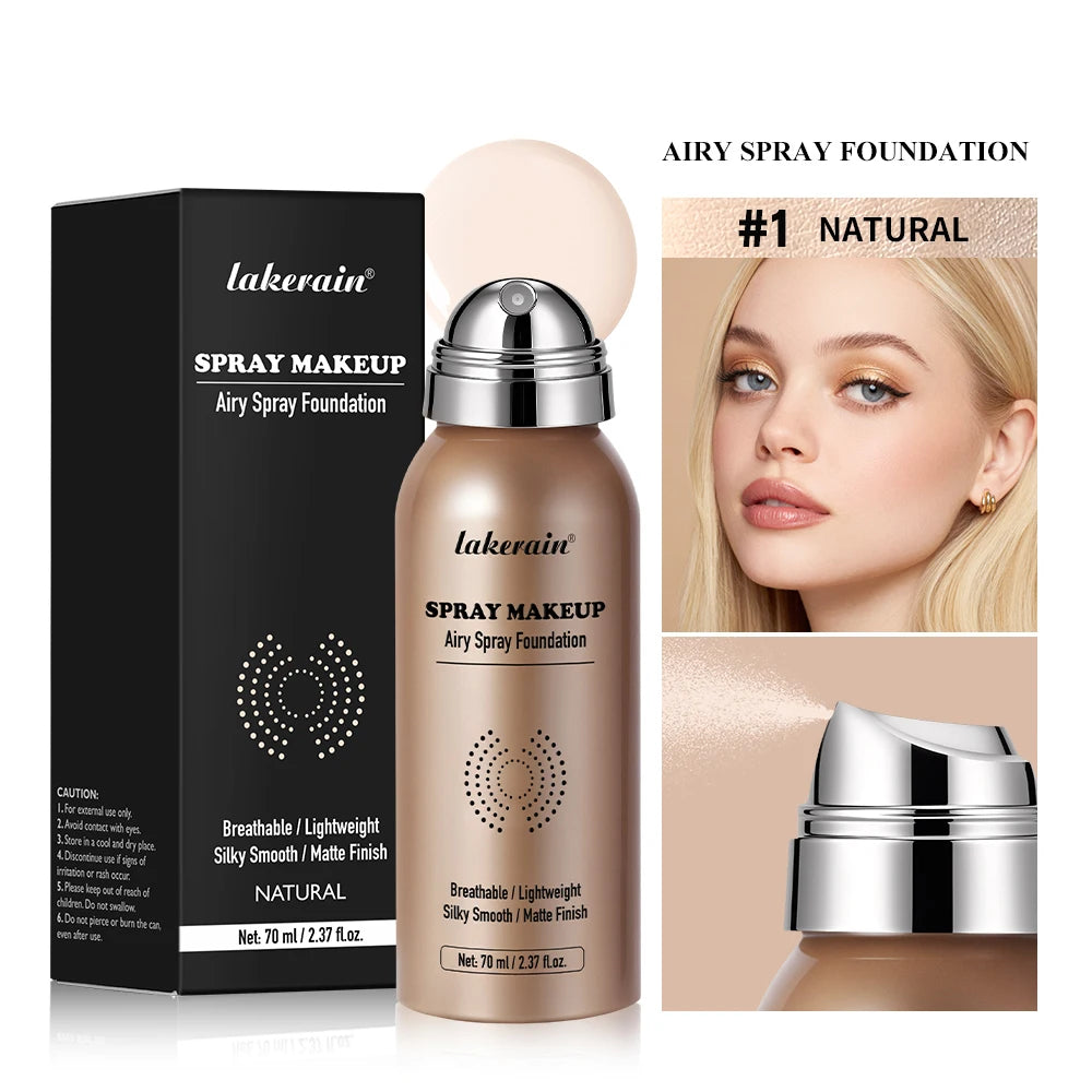 70ml Spray Foundation Magic Airbrush Makeup Silky Mist Lightweight Long Lasting Oil Control Cover Matte Smooth Finish Cosmetic Peaceful Pleasures Health and Wellness 1