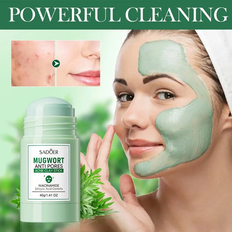 Mugwort Clay Stick Anti-Acne Clay Mask for Clean Pores and Blackheads Improve Acne Prone Skin 40g Peaceful Pleasures Health and Wellness
