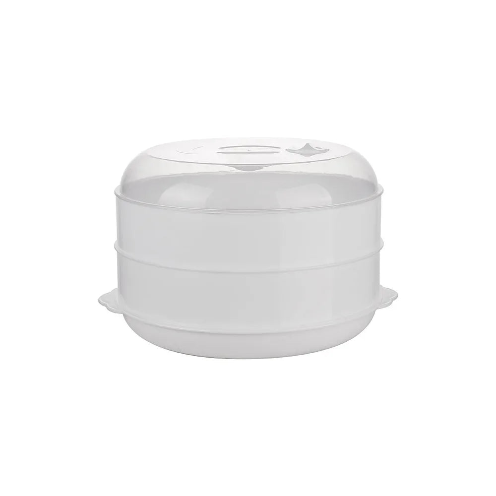 Double Plastic Steamer Microwave Oven Circular Covered Steamer Stackable Rice Cooker Steamer Grille Kitchen Cooking Accessories Peaceful Pleasures Health and Wellness M