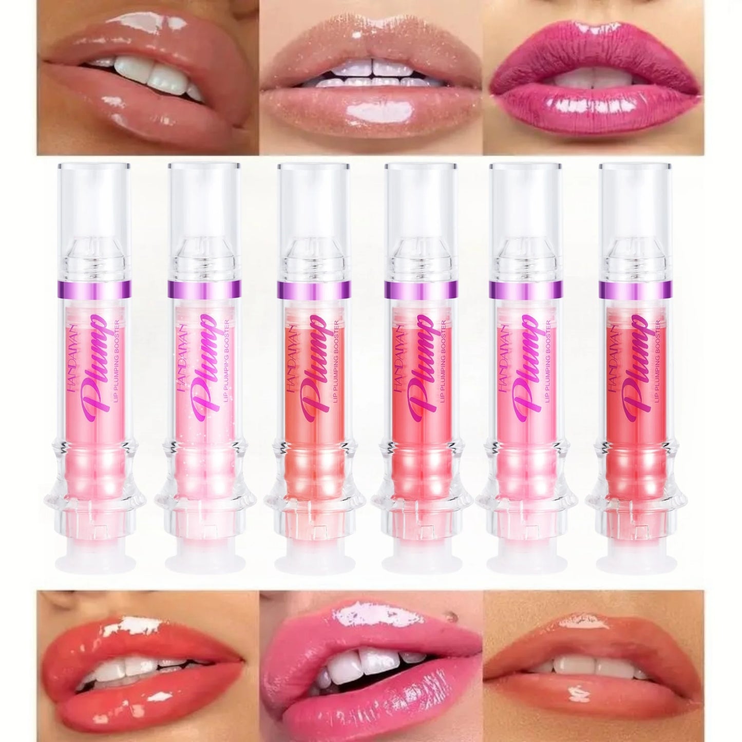 6pcs 01#-06#HANDAIYAN Transparent Lip Gloss Glossy Mirror Finish Long-Lasting Moisturizing and Nourishing Lipstick and Makeup Peaceful Pleasures Health and Wellness 6pcs 01-06 HANDAIYAN