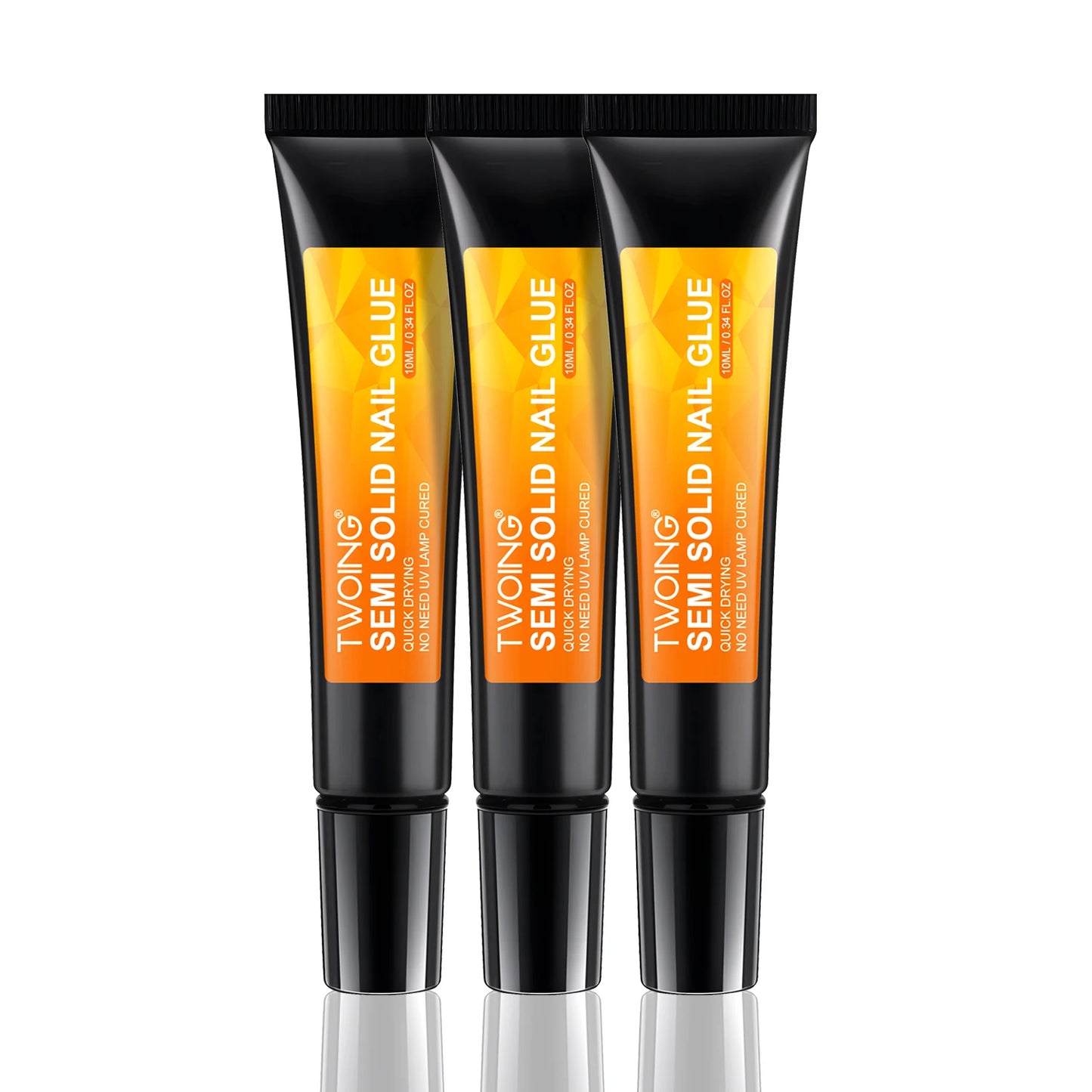3pcs Quick-Dry Nail Glue，Semi solid Super Strong Adhesive For Press-On Nail&Rhinestones，Waterproof Long-Lasting No need UV Cured Peaceful Pleasures Health and Wellness 3 bottles