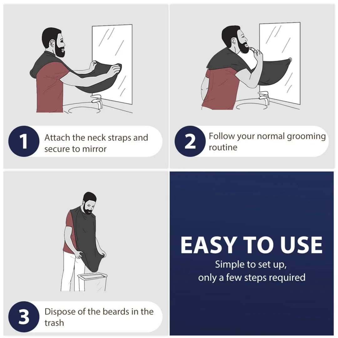 Shaving Men's Shave Beard Apron Shaving Cloth Belt Transparent Suction Cup Care Cleaning Beard Shave Apron Men's Gift Peaceful Pleasures Health and Wellness