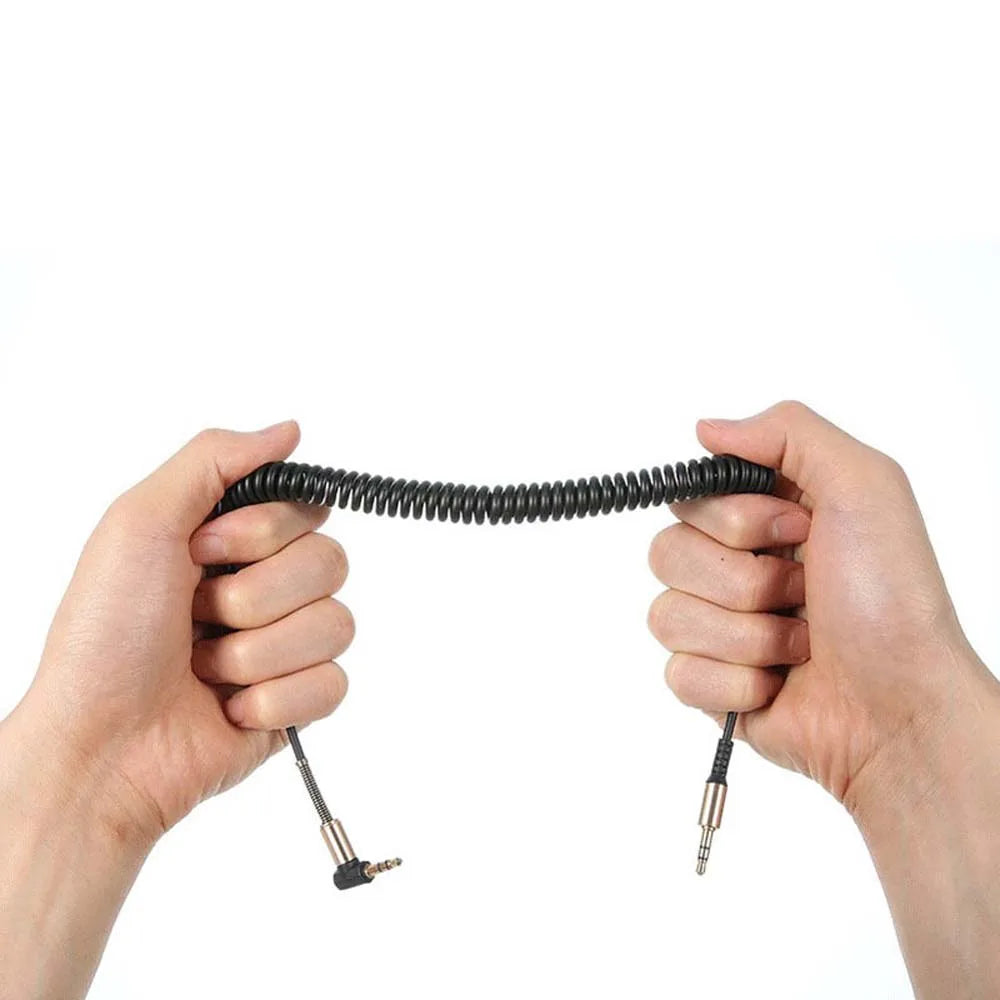 Headphone Cord Speaker Spring Cable Gold-plated Plug Elbow Male To Male Stereo Audio Wire Audio Cable Aux Cable Car Aux Cord Peaceful Pleasures Health and Wellness