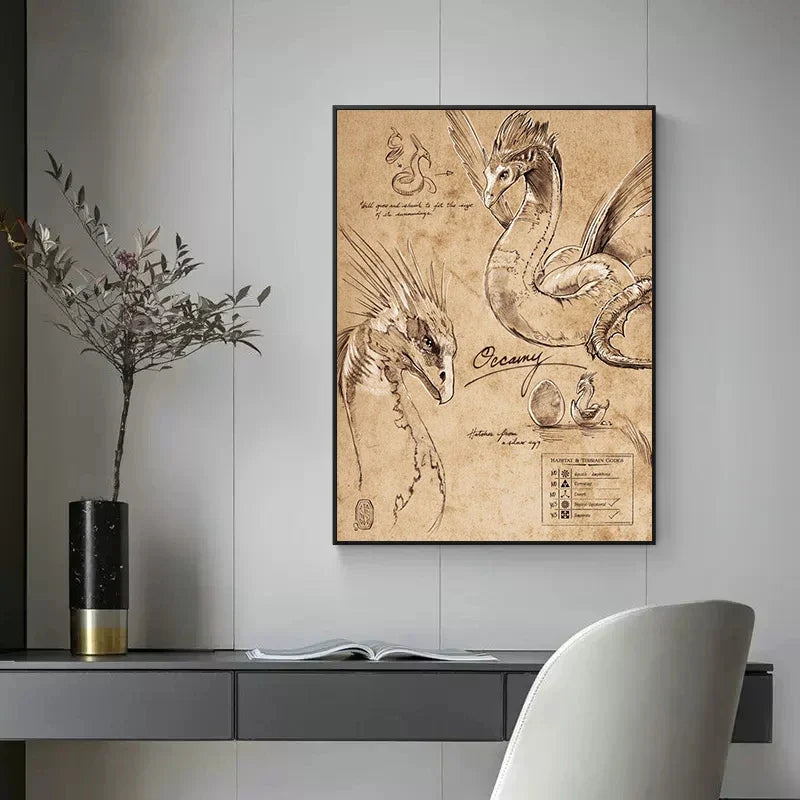 Vintage Field Notes The Myth Monster 80s Retro Poster Canvas Painting Magic Wizarding Niffler Note Wall Art For Room Home Dec Peaceful Pleasures Health and Wellness