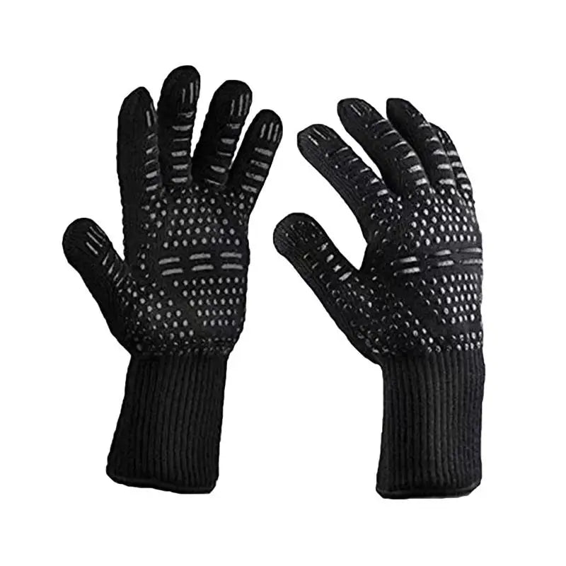 Heat Resistant BBQ Gloves Up to 932℉ Fireproof Oven Mitts with Anti Slip Grip for Grilling Baking Cooking Kitchen Safety Peaceful Pleasures Health and Wellness Black Woman 90g