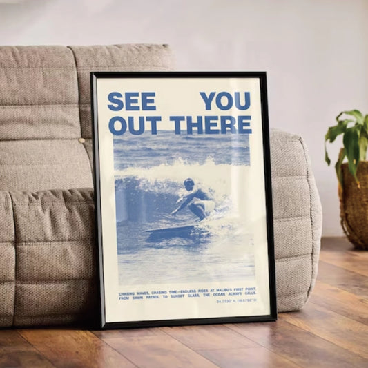 Vintage Surfing Coastal Malibu First Point Surf Wall Art Print Canvas Painting Poster Picture For Living Room,Bedroom Home Decor Peaceful Pleasures Health and Wellness