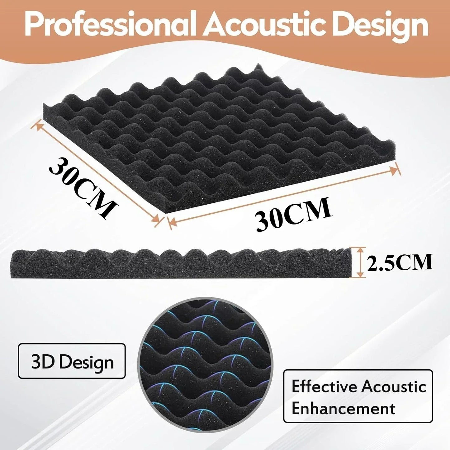 12-Pack Self-Adhesive Acoustic Foam Wall Panels | Home Studio