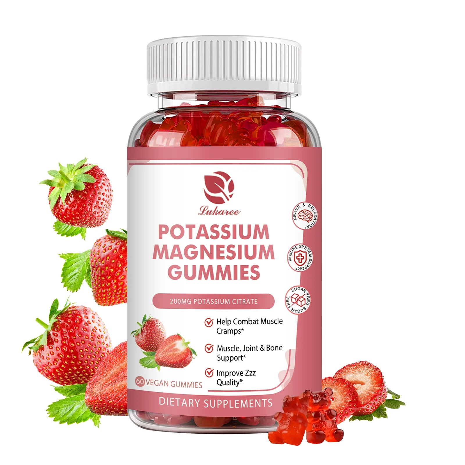 Lukaree Potassium Magnesium Gummies – Sleep, Leg Cramps & Electrolyte Balance Dietary Supplement Peaceful Pleasures Health and Wellness