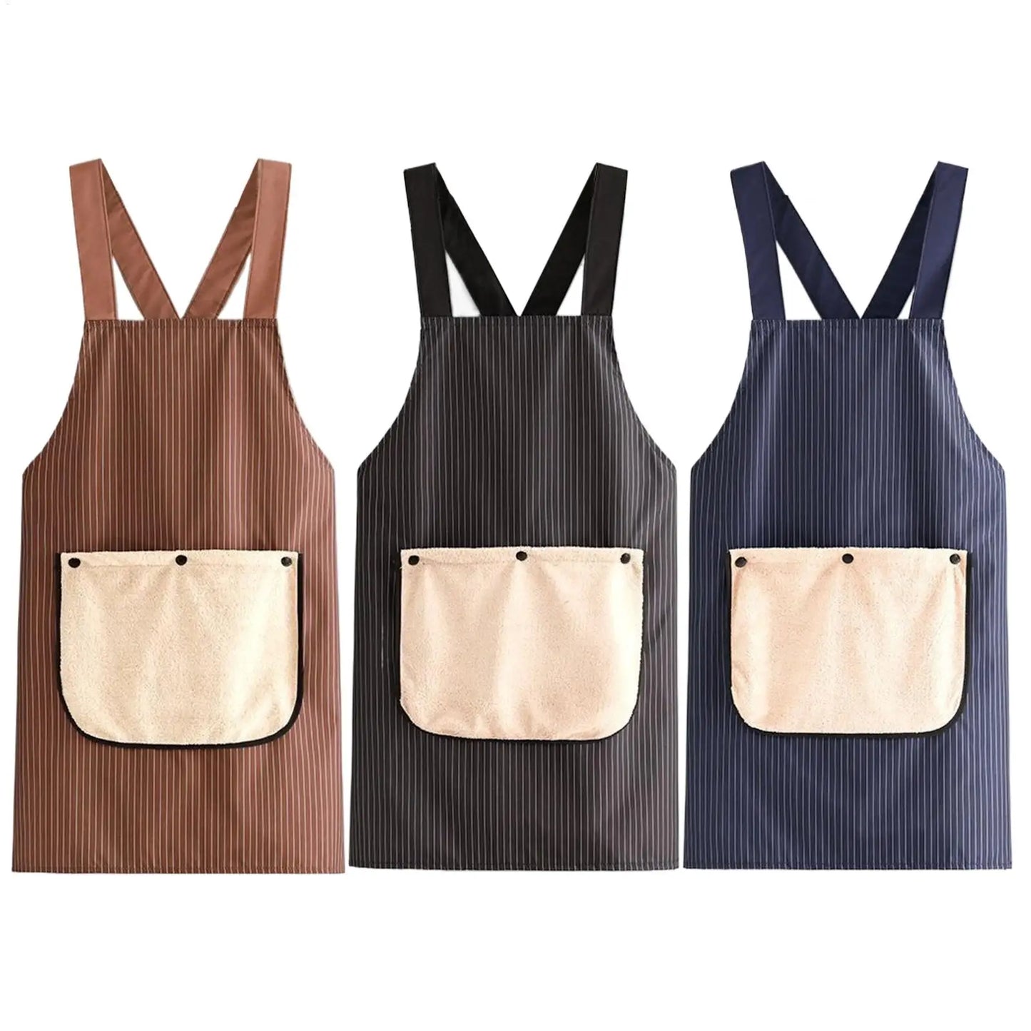 Waterproof Cross Back Kitchen Apron with Removable Towel