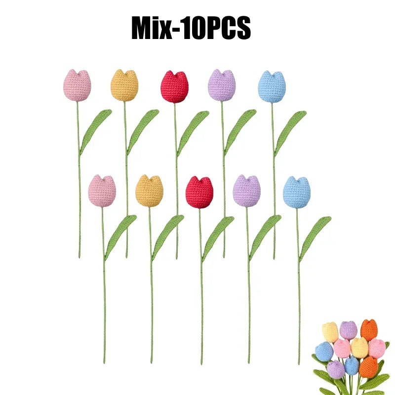 Handmade Crochet Tulip Single Stem Knitted Flower – Home Decor