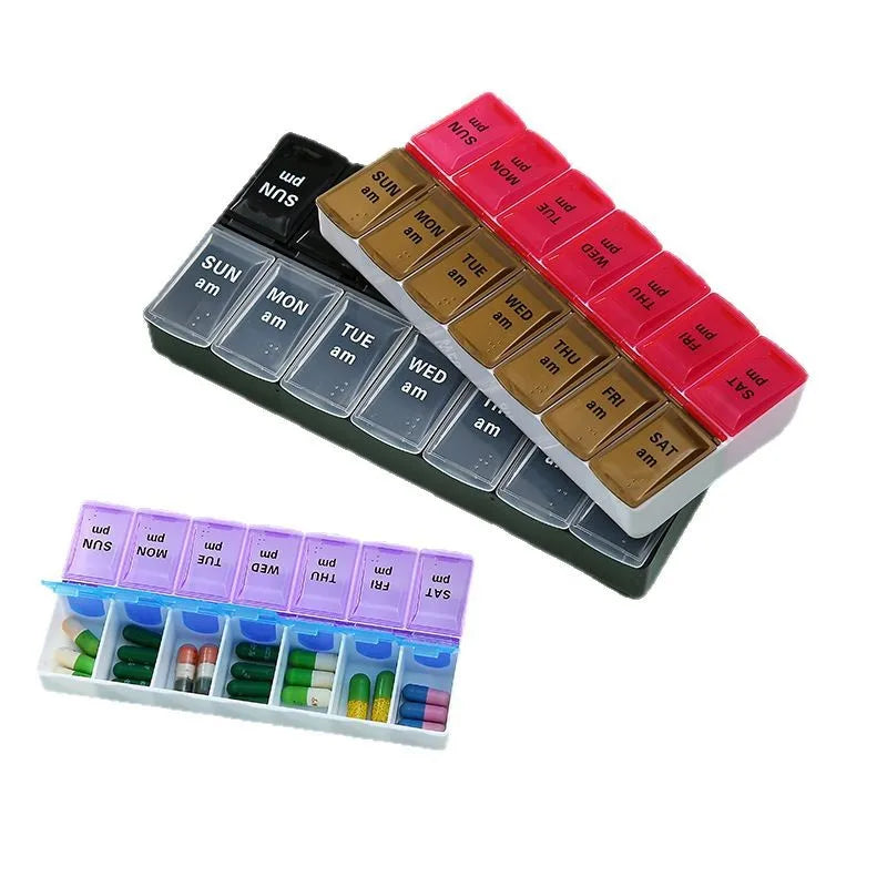 7 Days a Week Pill Organizer Morning & Night Pill Holder Travel Medicine Storage Box Splitter for Easy Medicine Management Peaceful Pleasures Health and Wellness