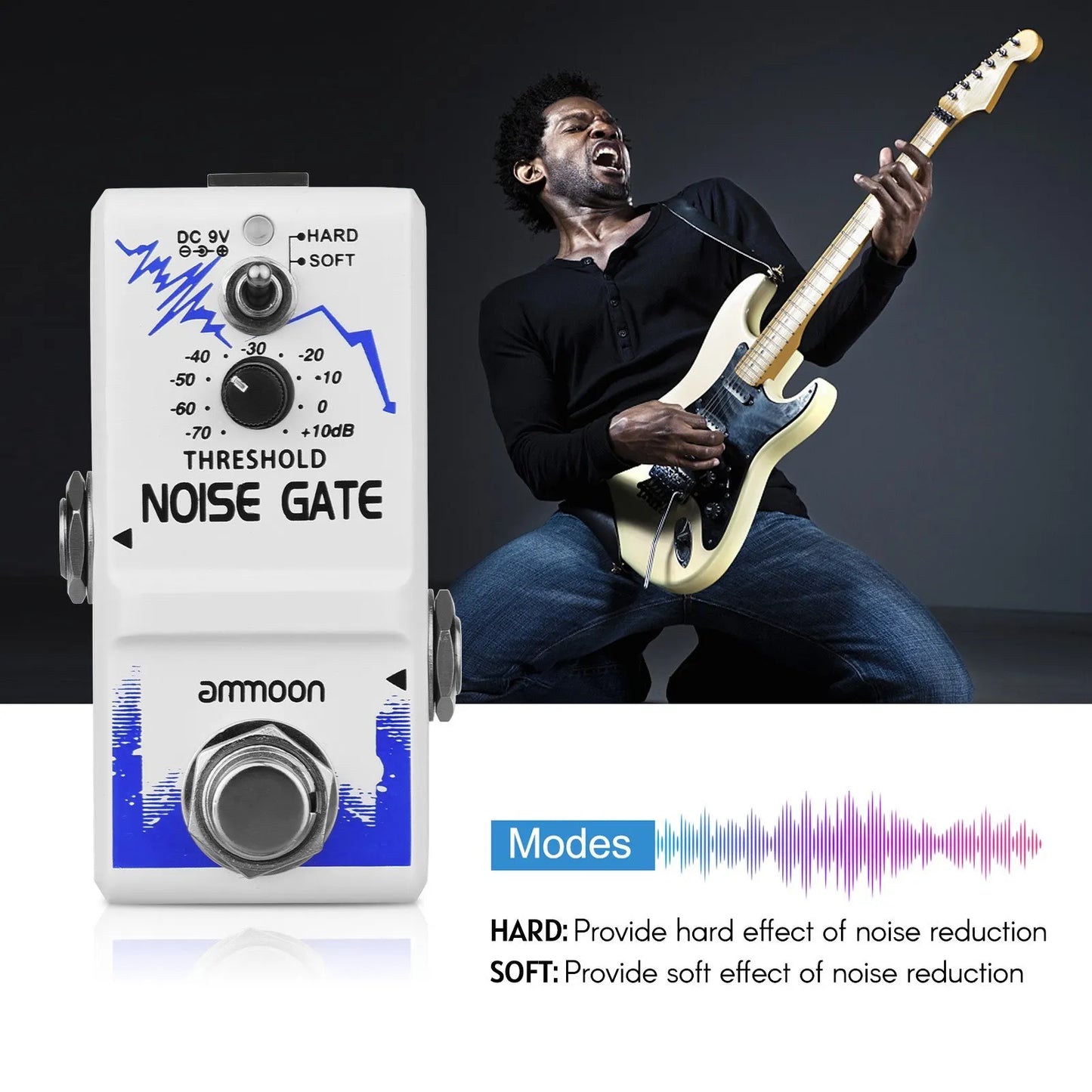 ammoon Noise Gate Guitar Pedal | True Bypass Zinc Alloy Shell