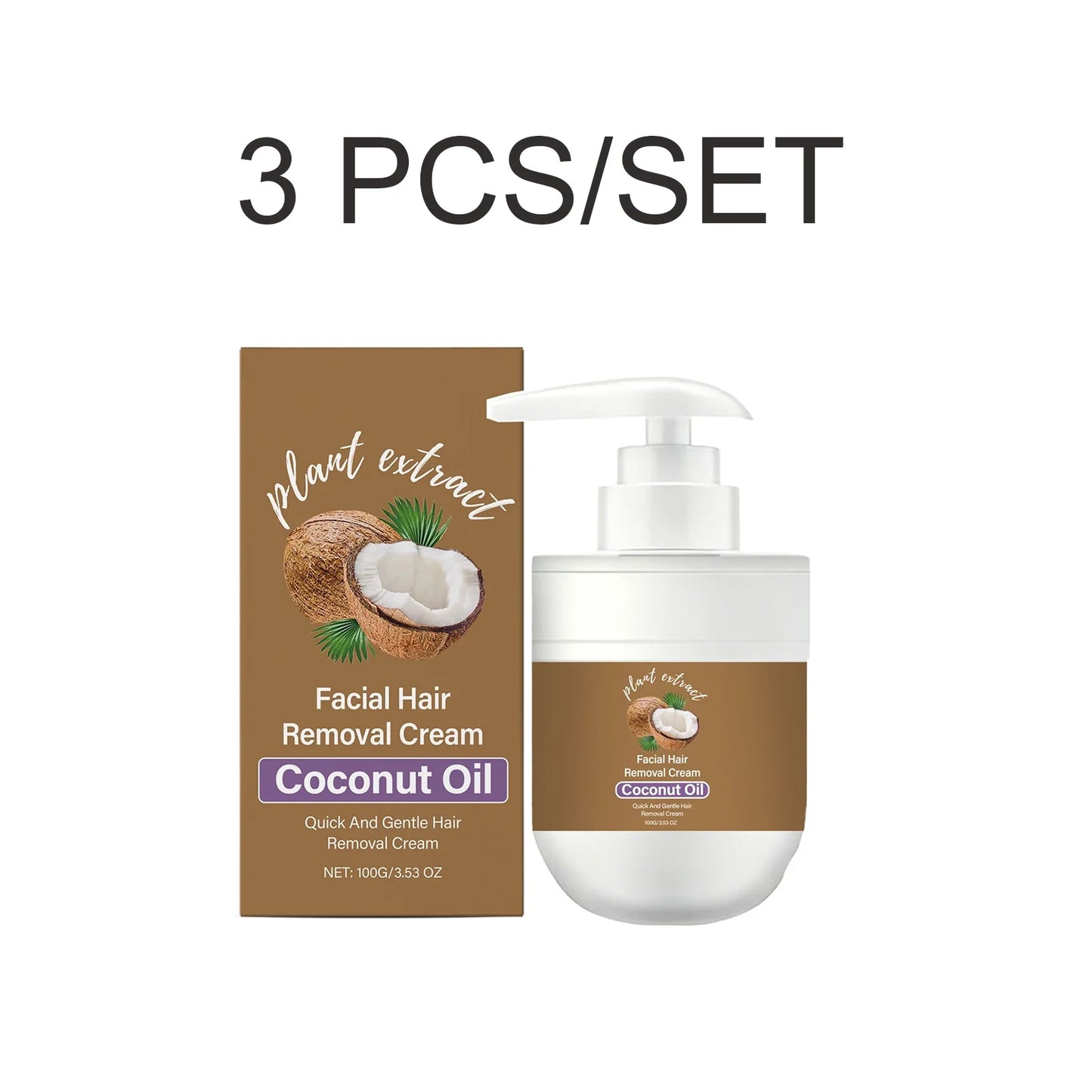 Coconut Oil Facial Hair Removal Cream – Gentle & Nourishing 100g