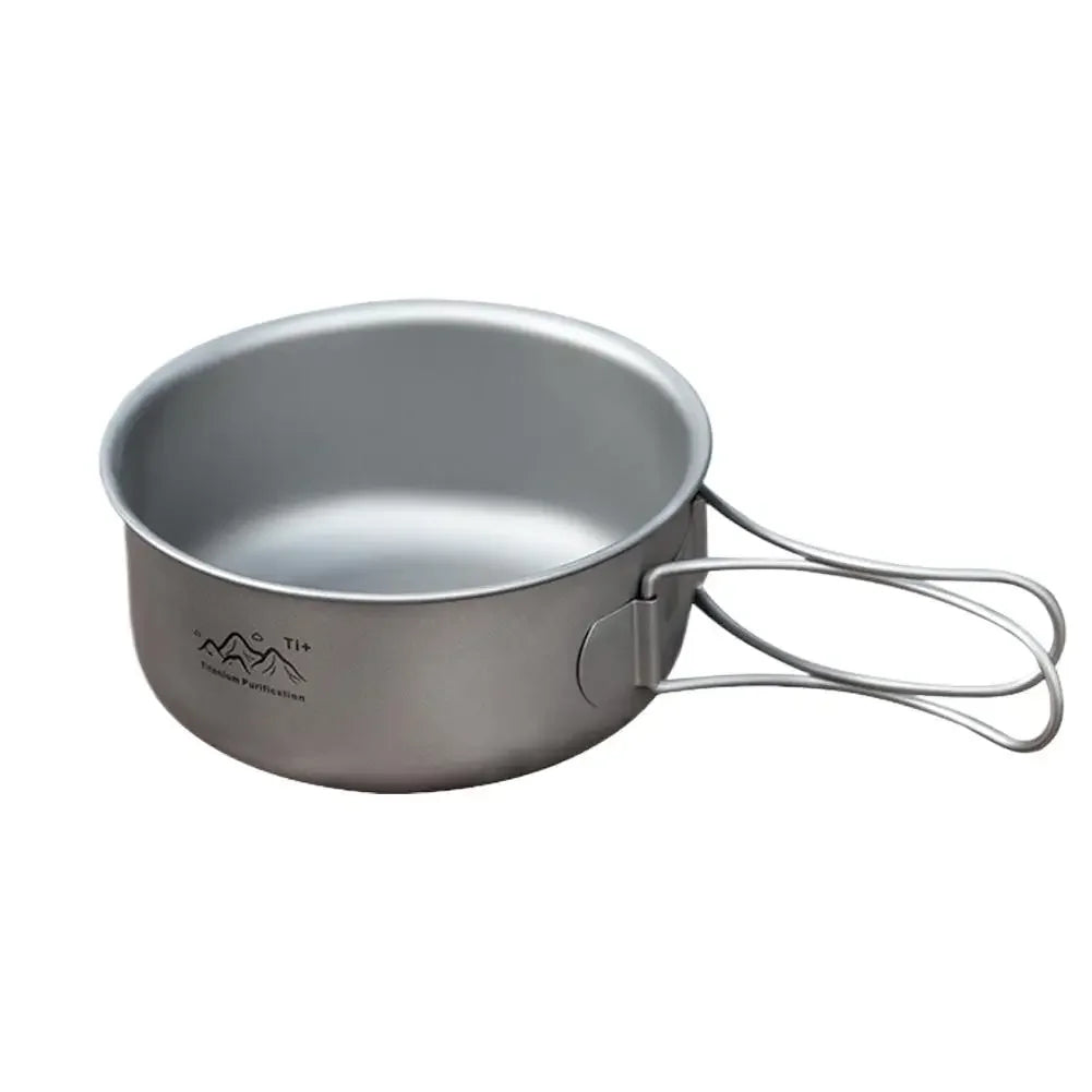 Titanium Camping Cookware Set Ultralight Pot Pan Bowl with Handle for Backpacking Hiking Outdoor Picnic Cooking Utensils Peaceful Pleasures Health and Wellness camping pot