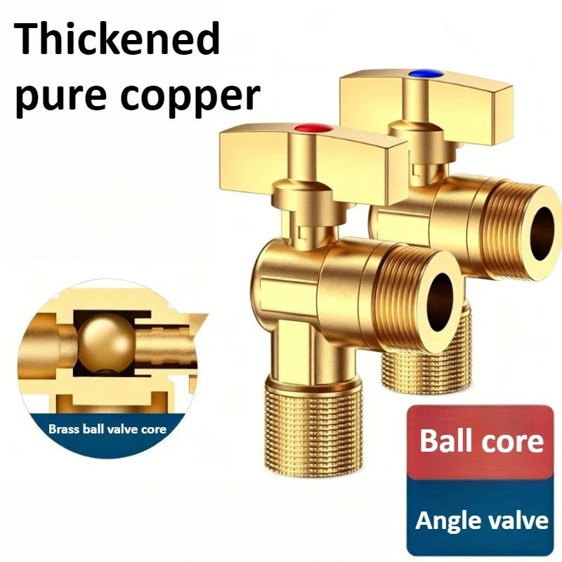 Brass G1/2" Stop Valve with Handle – Hot & Cold Water