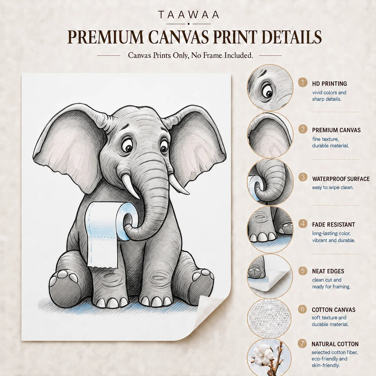 Funny Black & White Animal Canvas Wall Art – Elephant & Panda Canvas Wall Art Peaceful Pleasures Health and Wellness