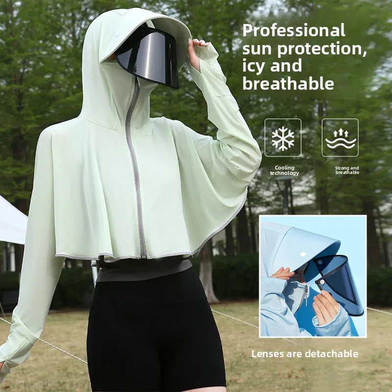 Ice Silk UV Protection Hooded Poncho – Lightweight Cover Up