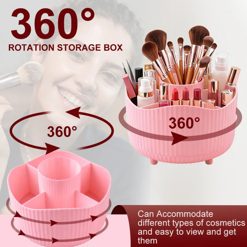 360° Rotating Makeup Organizer – Brush & Lipstick Holder