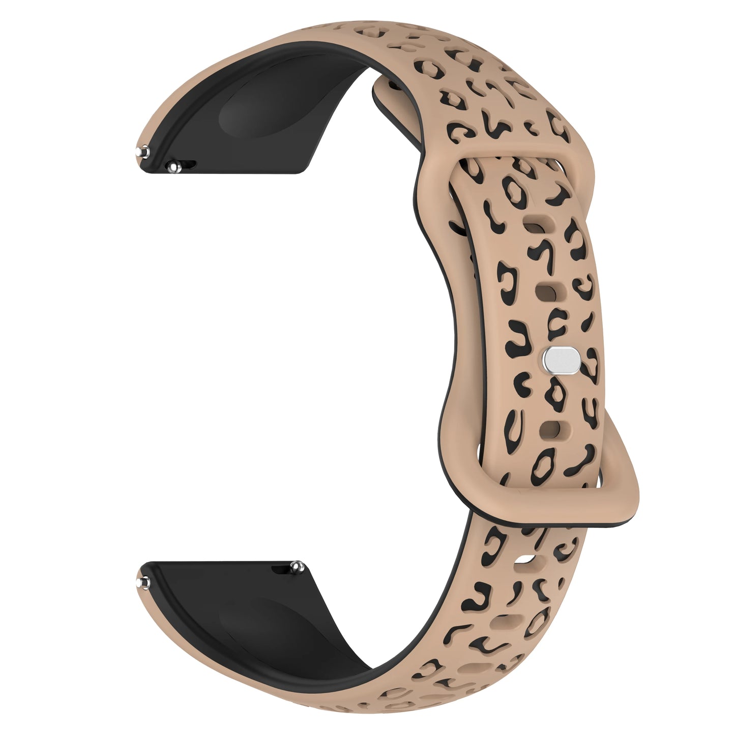 Silicone Leopard Watch Band 16/18/20/22mm – Amazfit, Huawei, Xiaomi Peaceful Pleasures Health and Wellness Milk tea with Black 22mm