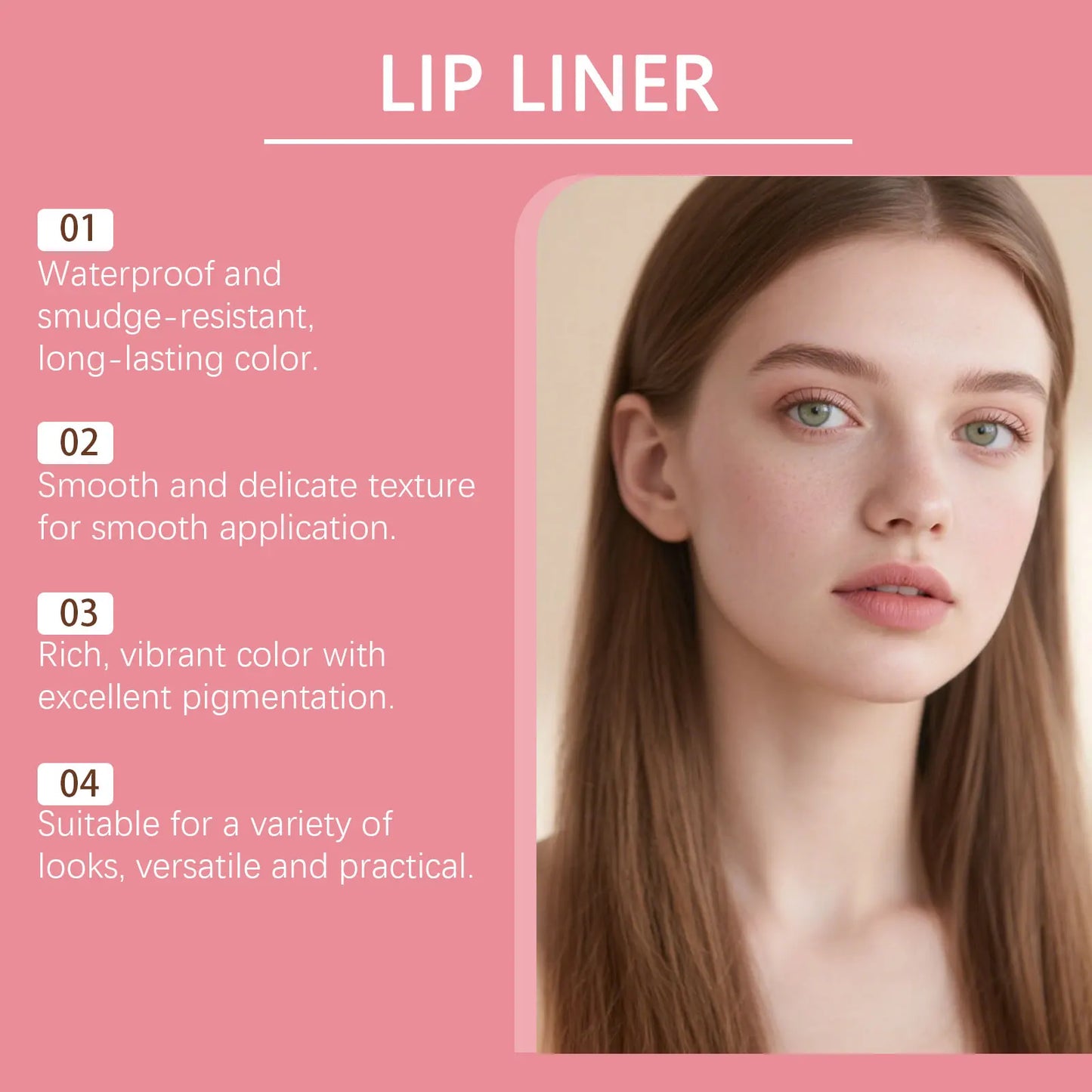 Waterproof Matte Lip Liner Pencil – 6 Colors, Long-Lasting