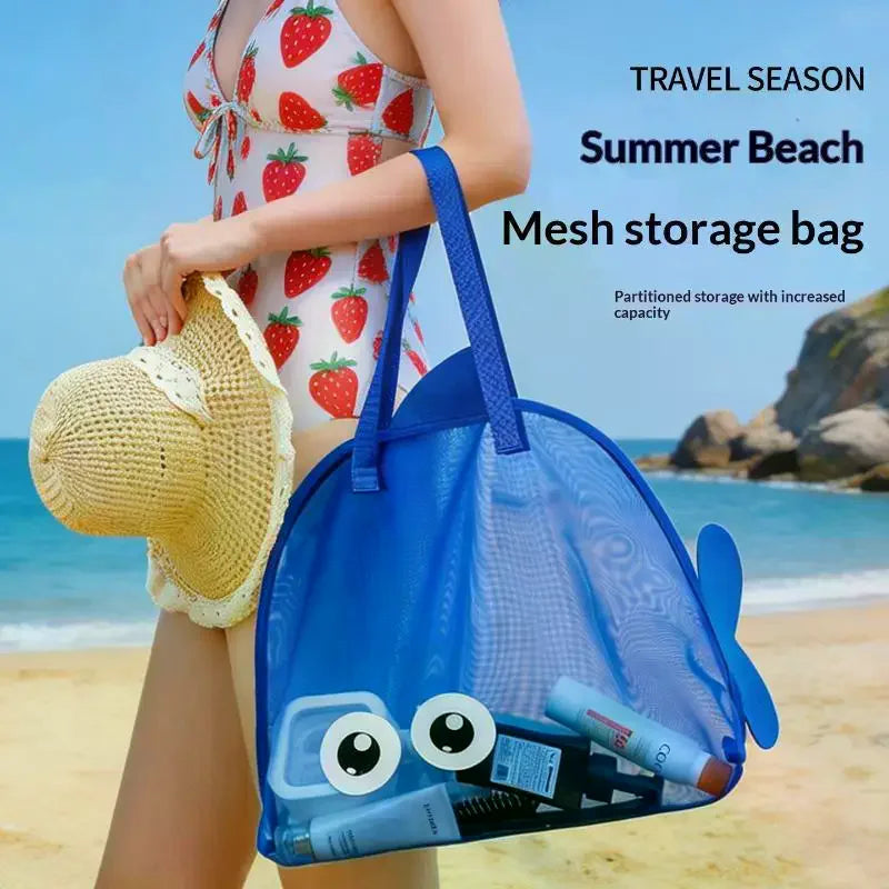 Cartoon Mesh Beach Toy Bag – Foldable Large Tote | JETTING